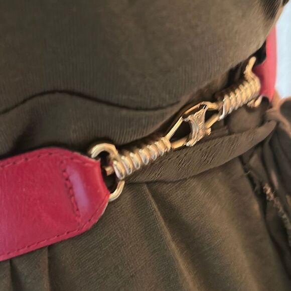 Celine Red Leather Belt Gold Horsebit Hardware Luxury Equestrian Chic Old Money main image 10